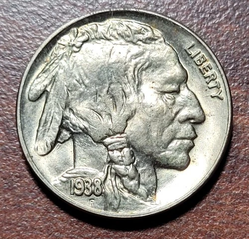 1938-D Buffalo Nickel Gem Brilliant Uncirculated BU UNC Lightly Toned Lustrous