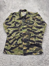Tru-Spec Tiger Stripe Camo BDU Jacket Men Medium Military Combat Shirt Damaged