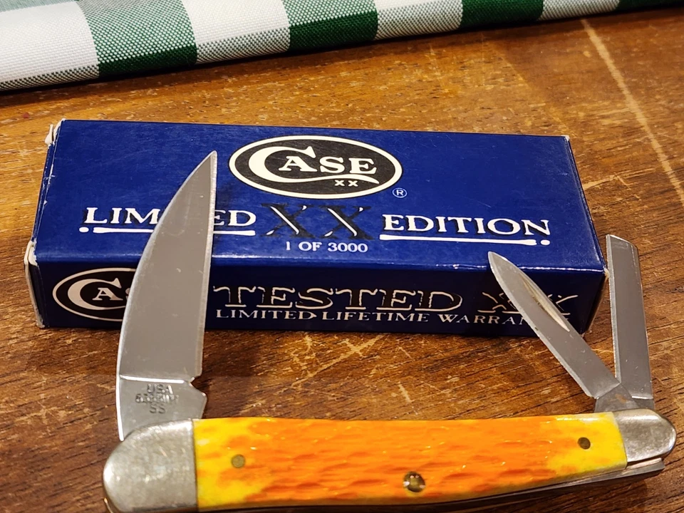 Case XX 6355WH SS 2004 edición limitada NAVAJA DE BOLSILLO SEAHORSE WHITTLER HUESO PIEL NARANJA Foto 2 de 4