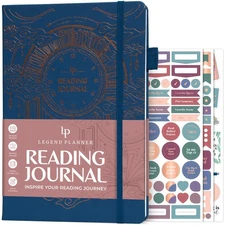 Legend Reading Journal Log Tracker for Book Lovers with 180 Reviews Blue