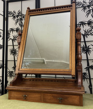 Large Antique Cheval Mirror with Drawers