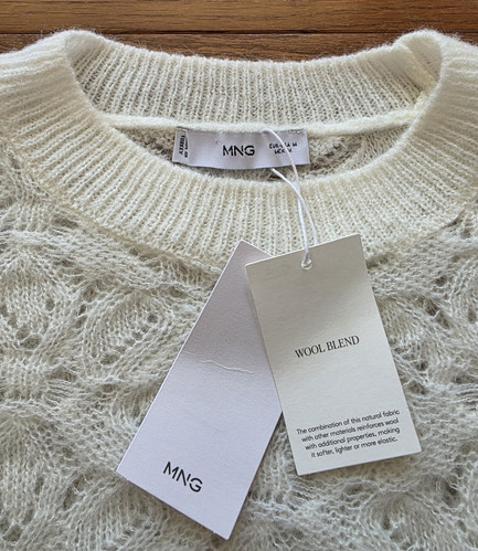 Maglione donna nuovo con etichetta Mango bianco/avorio maglia aperta misto lana uncinetto taglia M - Foto 4 di 13