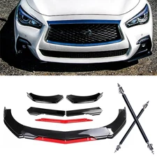 Front Bumper Lip Splitter Lower Spoiler Body Black+Red For 2018-2021 Infiniti