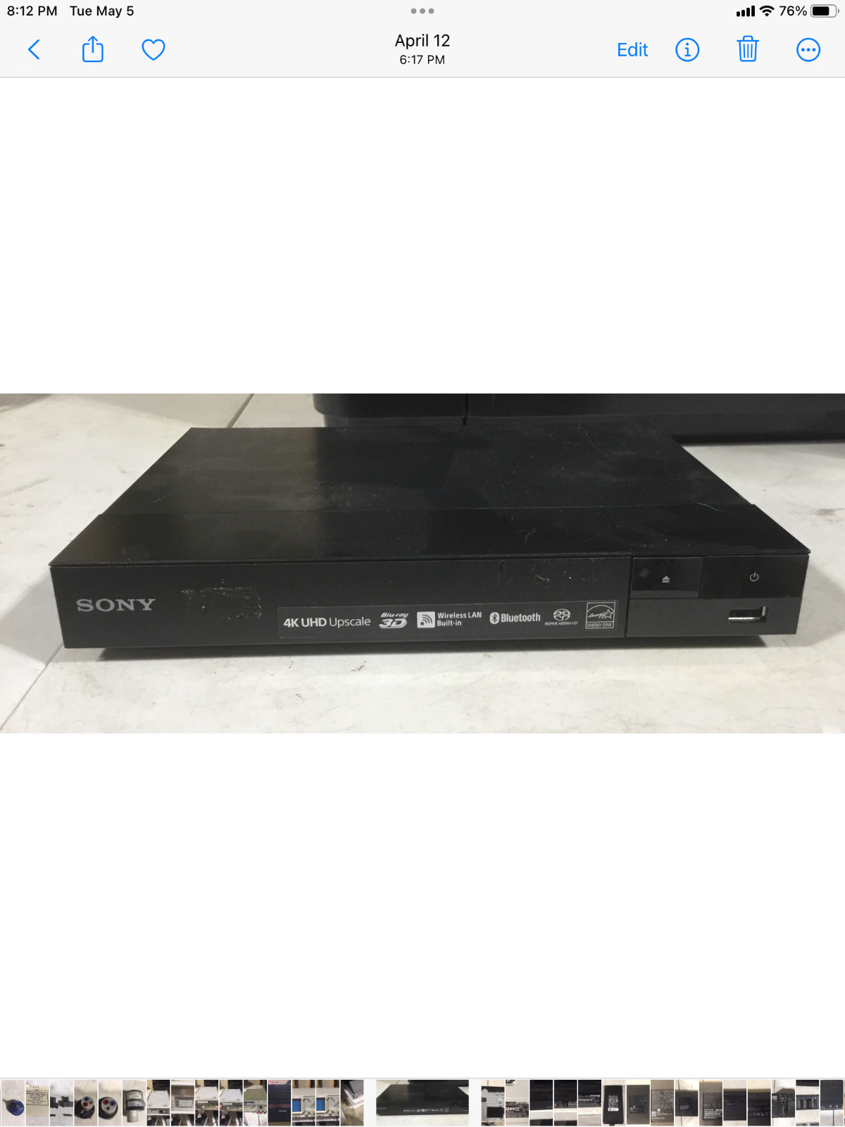 Sony Bdp-S6700 4K Uhd Upscaling 3D Blu-Ray Player Wi-Fi Bluetooth! No Remote