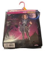 Girls Youth Glitter Skeleton Halloween Costume Size Large 10/12 New