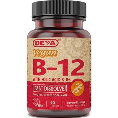 Deva B12 Vegan Dietary Supplement Flavored Lozenges 90 Tablets
