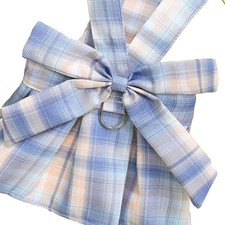 Plaid Dog Dress Bow Tie Harness Leash Set Breathable Soft Comfortable Puppy
