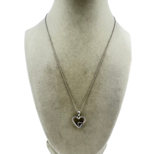 14K White Gold Diamonds Heart Love Elegant Romantic 18" Necklace 2.48g - Picture 5 of 12