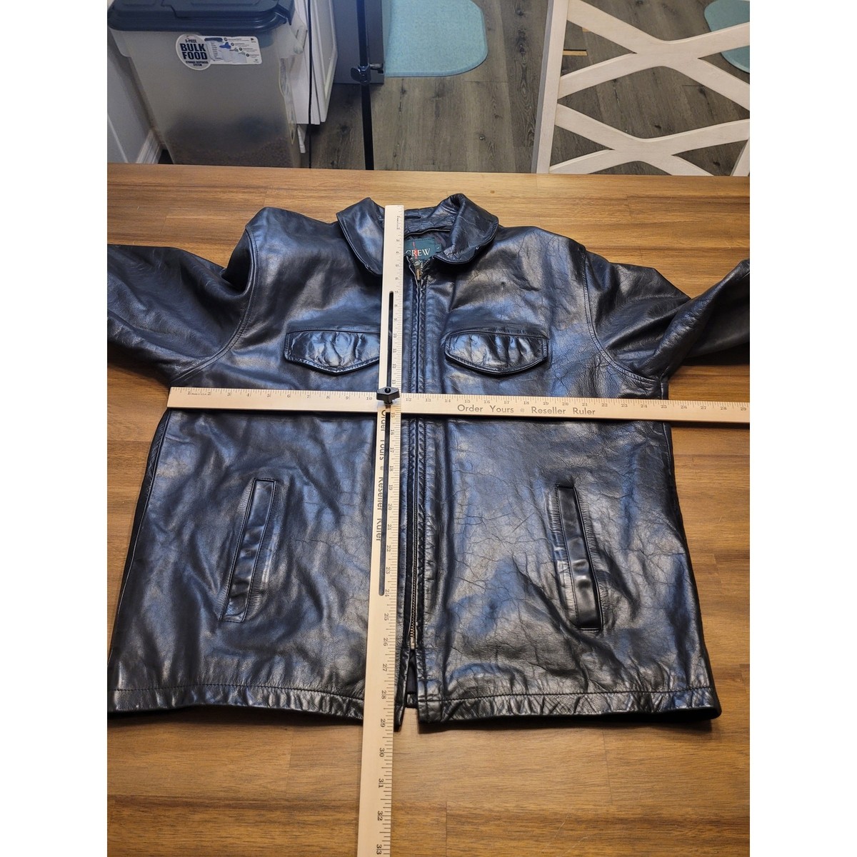 【安値】90'sJ.Crew-Leather jacket (size L) Vintage J.Crew Men's Leather Jacket L Black 90s Biker Full