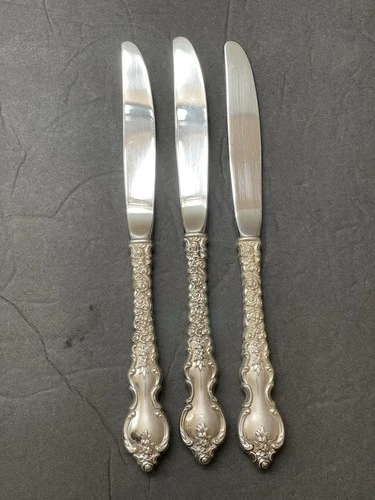 Sterling Silver 1968 International Du Barry Modern Hollow Knife 9” Set of 3