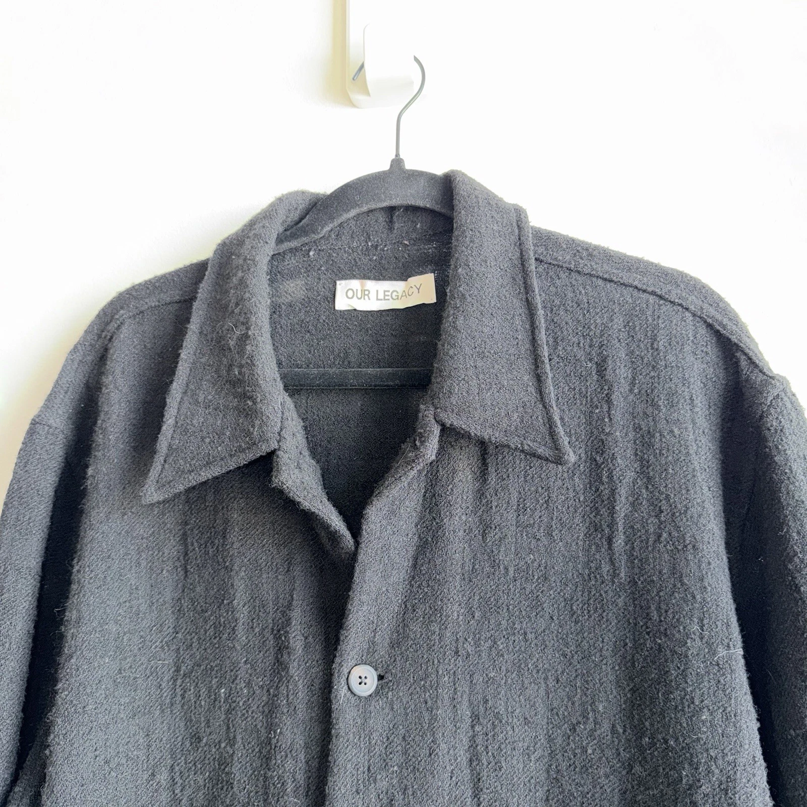 Our Legacy Haven Jacket Size 52 XL Black Shacket Chore Coat Boxy Button Wool - product detail image 2