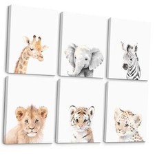Nursery Animal Wall Art Decor 12x16 Inch Wrapped Canvas Tiger Animal Prints