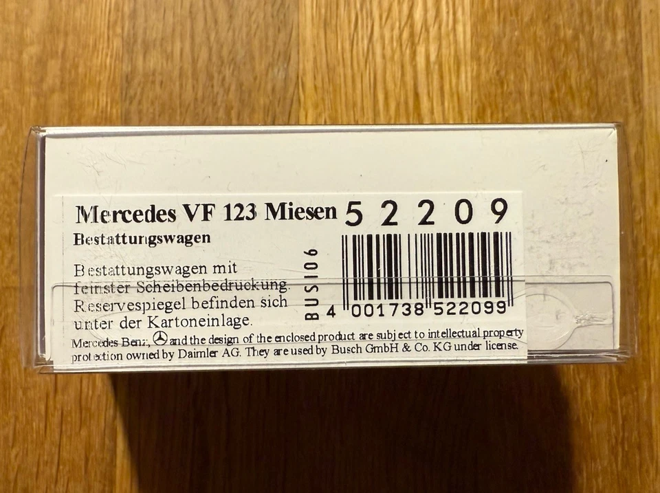 Top: Busch 52209 Mercedes VF 123 Miesen Bestatter Automodell 1:87 OVP! - Bild 3 von 3