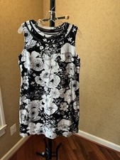 Talbots 100% Cotton Sleeveless Dress, Black, White printed Size LP Pre-Owned 