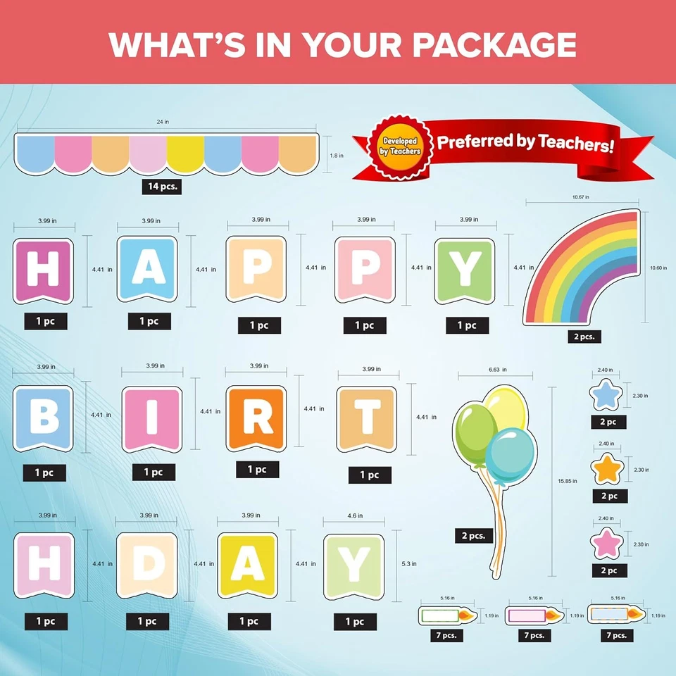 84 Pcs Cupcake Birthday Bulletin Board Set for Classroom - Birthday Chart for... - Image 3 of 3