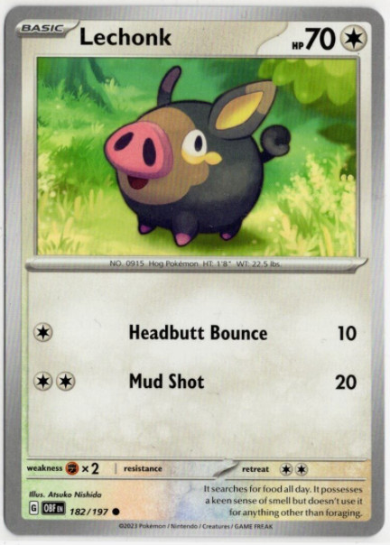 Pokemon -  182/197 Lechonk - Obsidian Flames - NM/M