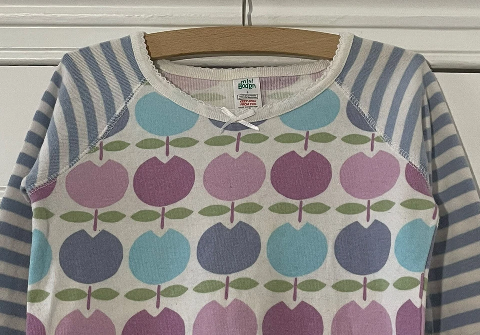 Pijama Mini Boden Niñas Azul Púrpura Blanco Frutas y Rayas 2 Piezas 8 Años 128cm Foto 3 de 4