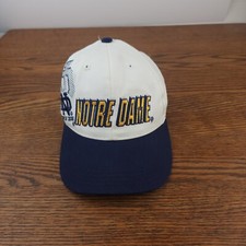 Vintage Notre Dame Snapback Hat Sports Specialties Mens OS Script Logo RARE 90s