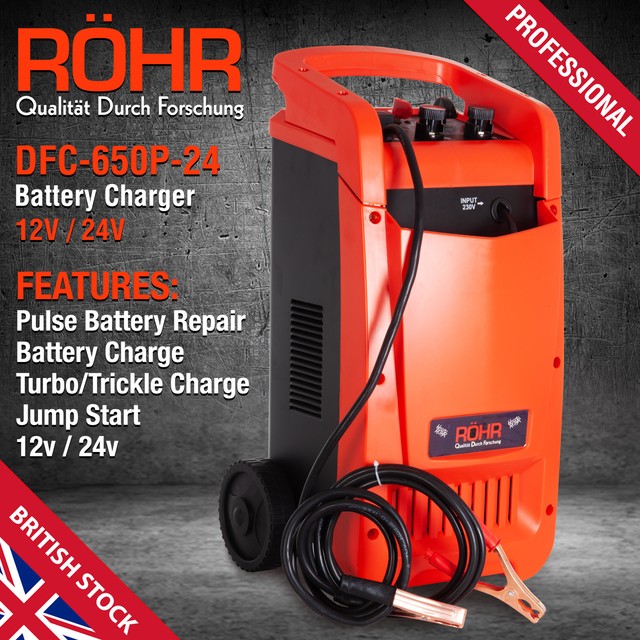 Röhr ROHRDFC650P 12V/24V Trickle Car Battery Charger Heavy Duty for