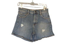 RSQ Jeans Womens Super High Rise Mom Distressed Denim Shorts 5 Pocket Size 24
