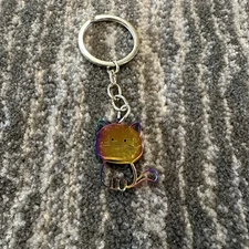 Cat Bag Charm Keychain Key Fob Metal Gradient Kitten Keyring Cat Lady Gift New