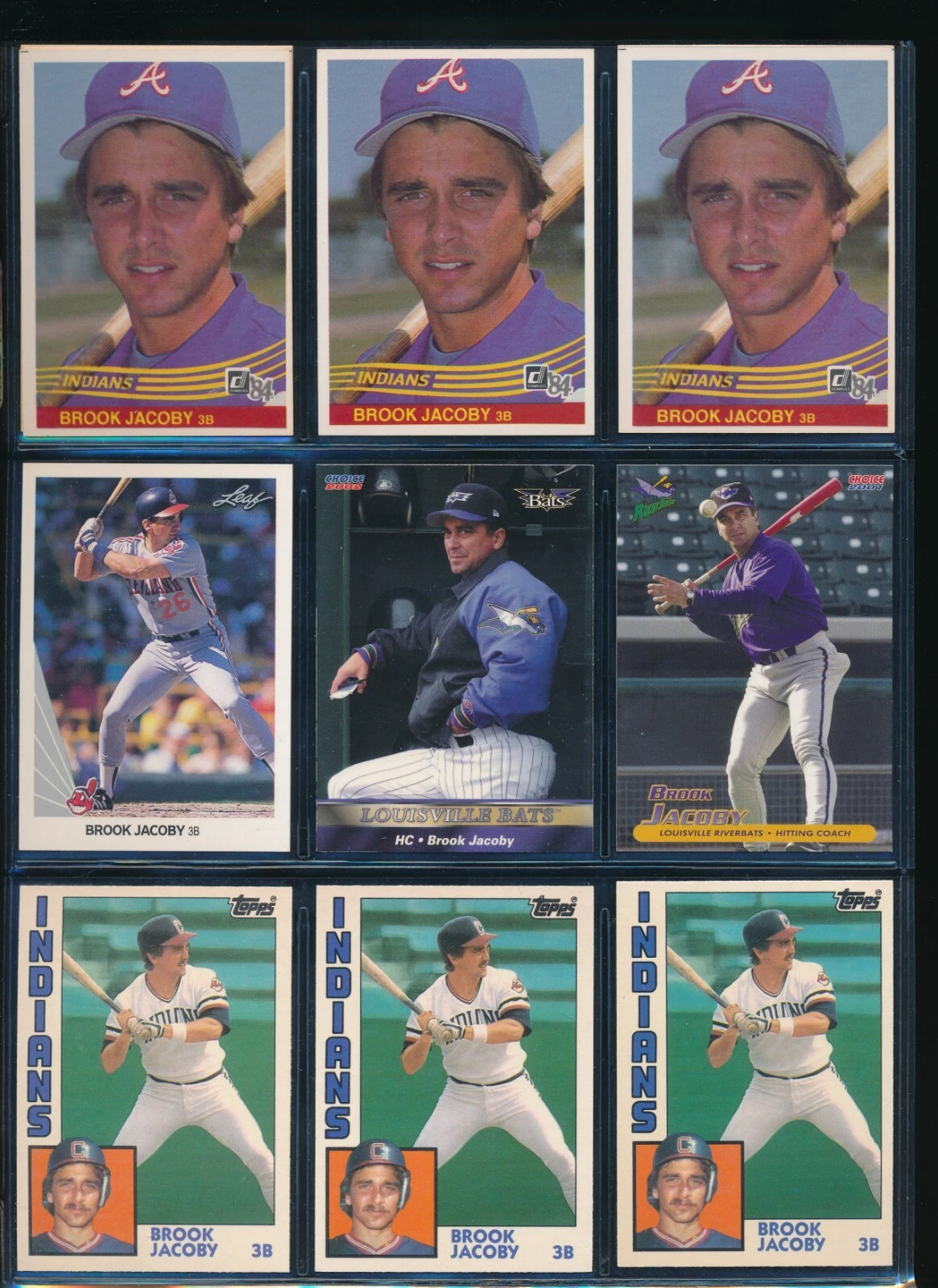 Lot (10) Brook Jacoby 2002 Choice #27 1990 Leaf #74542 33 74 55T Bats (VC59)