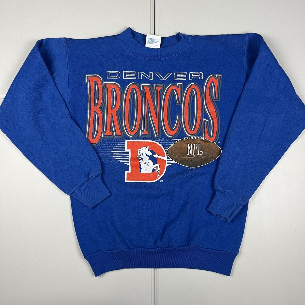 Vintage 90s Denver Broncos Graphic Crewneck Sweatshirt Blue Vintage 90s Denver Broncos Graphic Crewneck Sweatshirt Blue