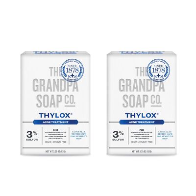 Thylox Acne Treatment Bar Soap Pack of 2 Sulfur Formula for Sensitive Skin