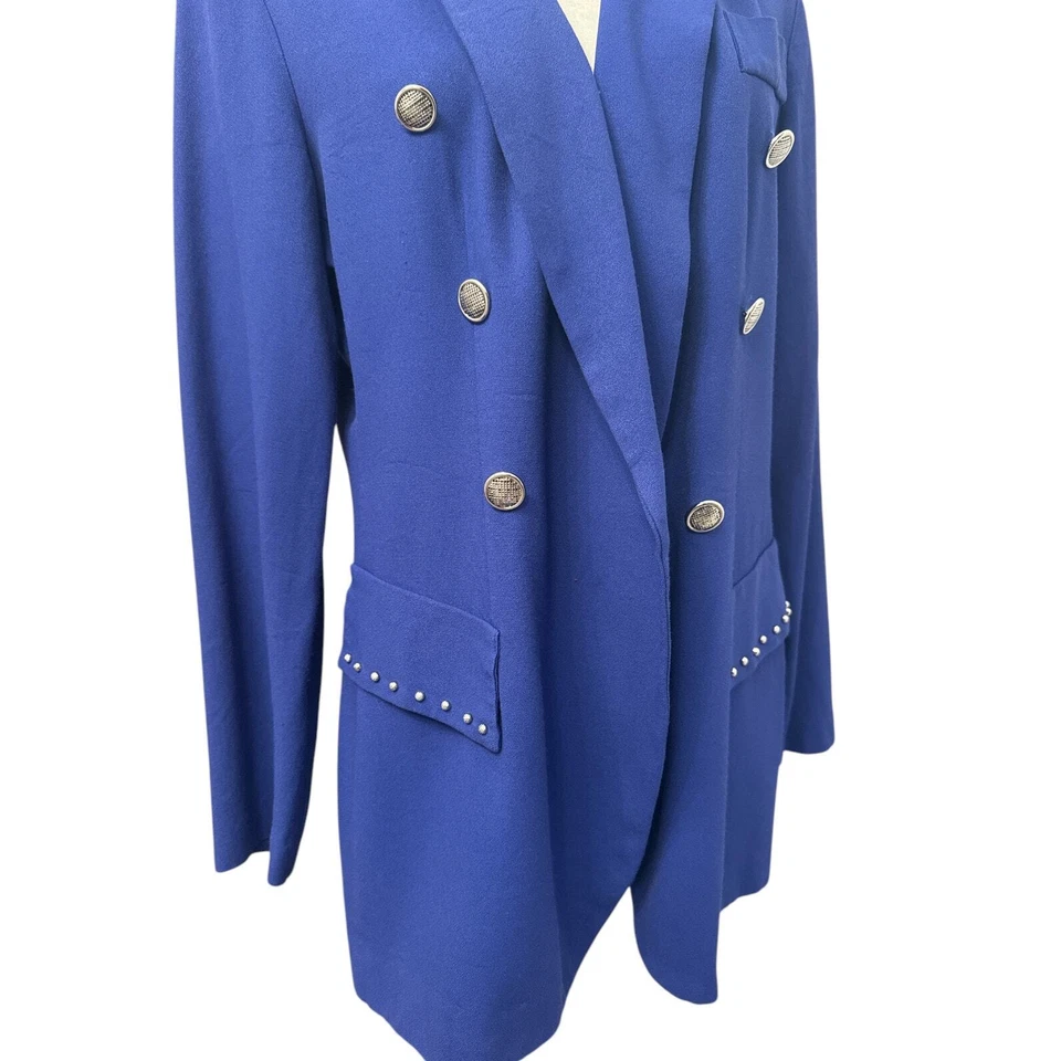 Blazer chaquetas Lew Magram para mujer vintage años 90 pechos delanteros azul talla grande Foto 4 de 4