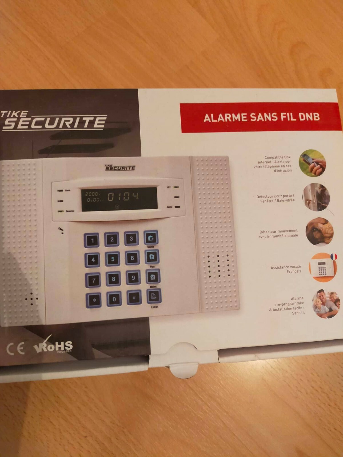 Alarme maison Tike Sécurité pack complet sans fil centrale sirène détecteur mouvement neuf
