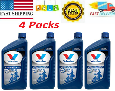 4 Pack - Valvoline 4-Stroke Motorcycle SAE 10W-40 Motor Oil, 1 Quart