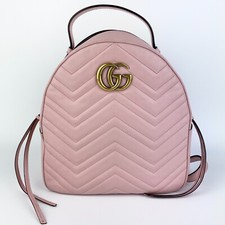 Gucci Marmont GG Matelasse Backpack Shoulder bag Handbag Pink Quilt Leather H241