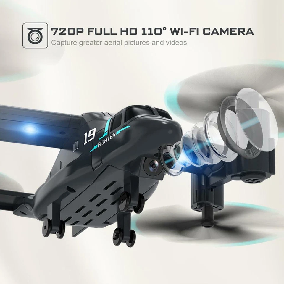 Eachine E19 Quadcopter FPV 110° Wide-angle 720P HD Camera Land & Air 2 Batteries - Image 3 of 4