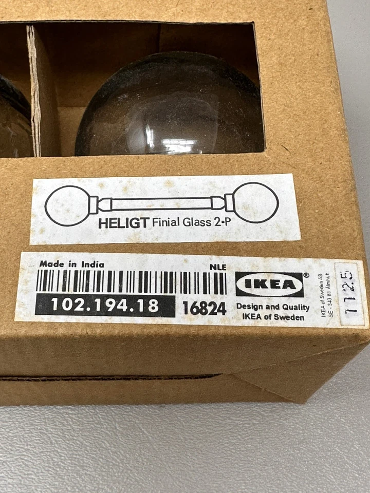 Pacote com 2 acabamentos de haste redonda cortina globo de vidro transparente Ikea Heligt 102.194.18 - Imagem 2 de 4