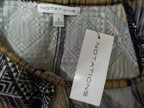 Notations Beaded Blouse Size S NWT Geometric Keyhole Sheer Overlay Sleeveless - Picture 9 of 12
