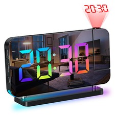 RGB LED Digital Clock Projector Rotatable Snooze Alarm Clock with Night Light