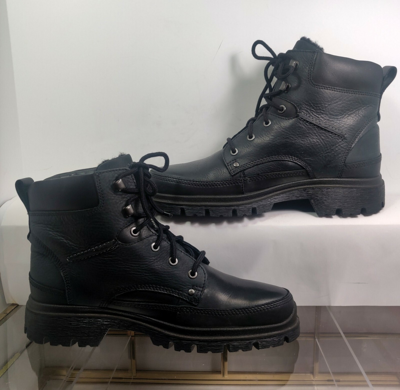 ECCO Track 25 Hydromax Mens Mid Black Leather Boots S… Gem