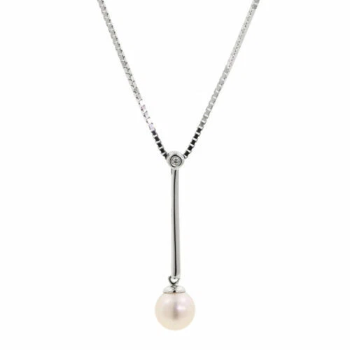 Echtschmuck-Halsketten aus Weißgold mit Perlen-Anhänger & Perle Halskette