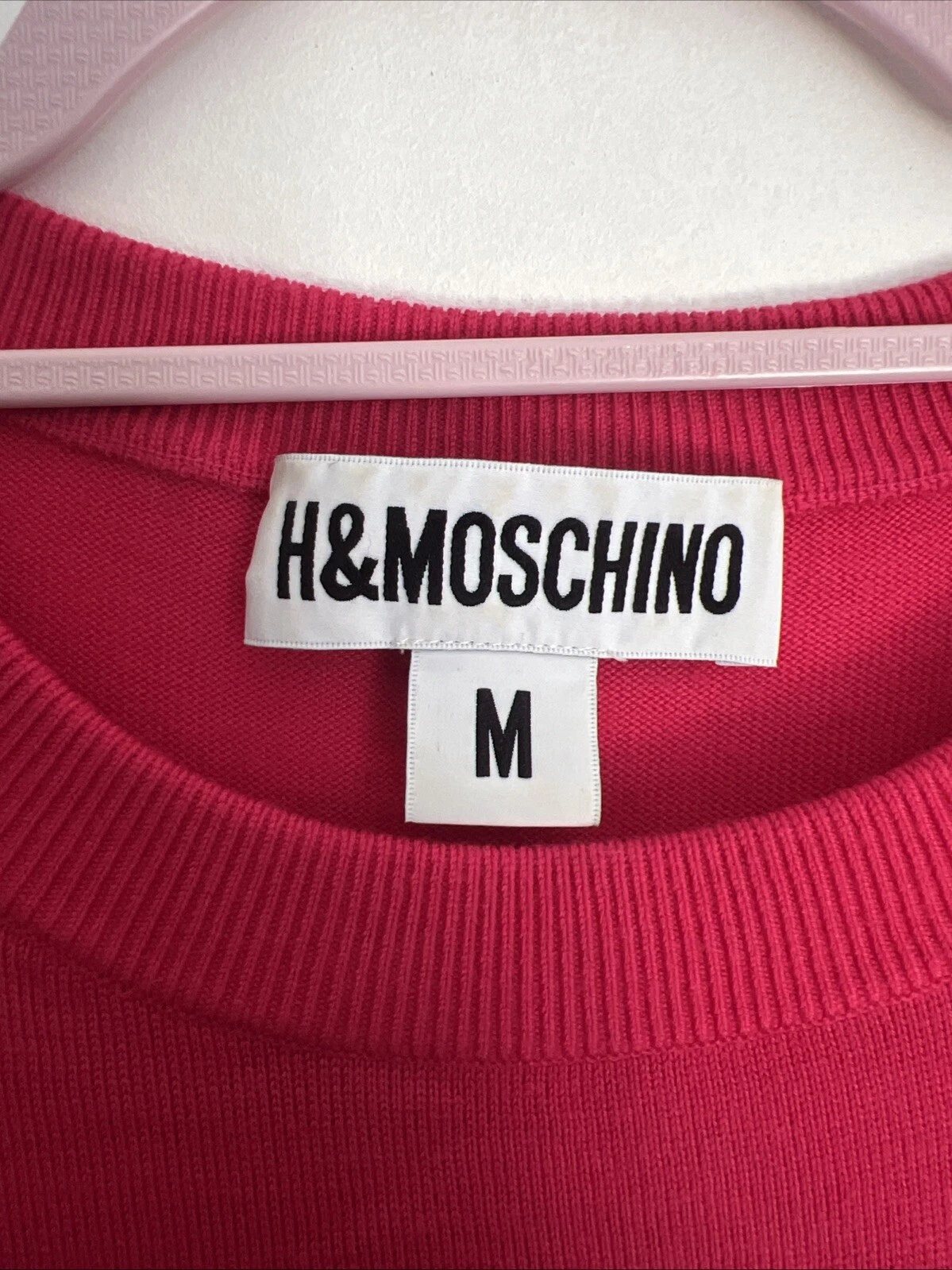 Raro Abito Maglione H&M Moschino Minnie Mo Rosa 100% Lana Edizione Limitata