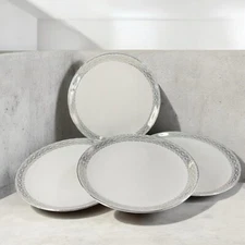 Winterling Schwarzenbach Bavaria Porcelain Dish Plate Platinum Germany Set 4 VTG