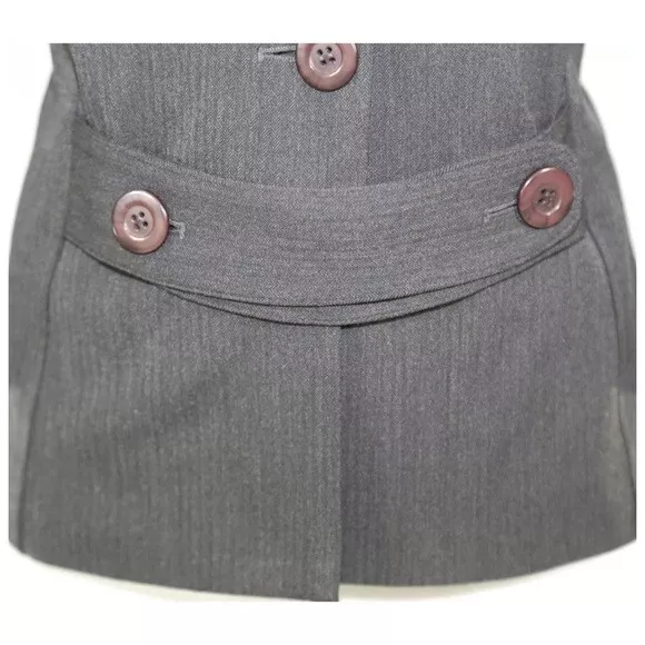 Donna Degnan 大号纽扣修身灰色时尚夹克中号 8 $350 HH — 第 2/4 张图片