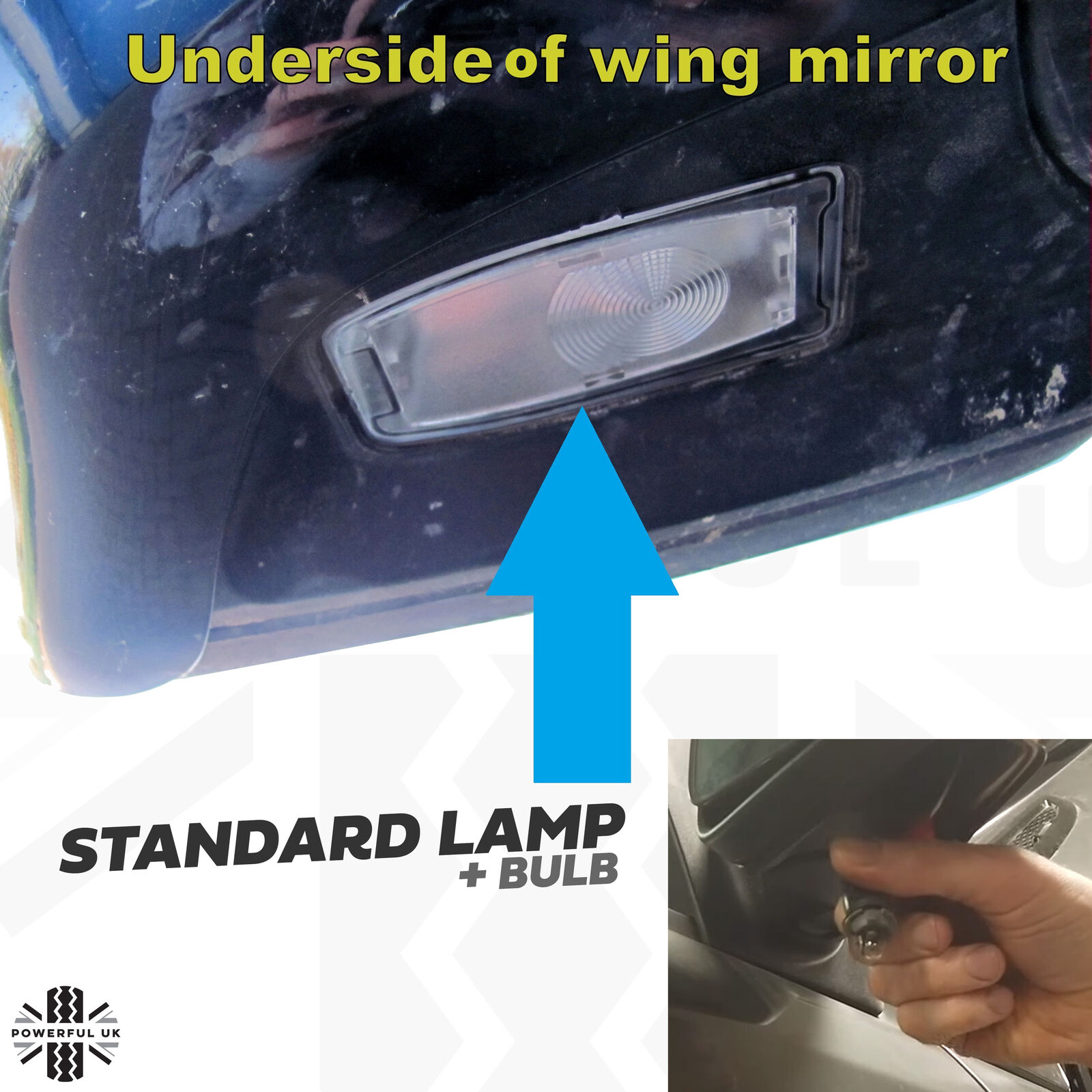 LED Under Mirror Puddle Light Lamp assembly lens for Range Rover L322 2005-12