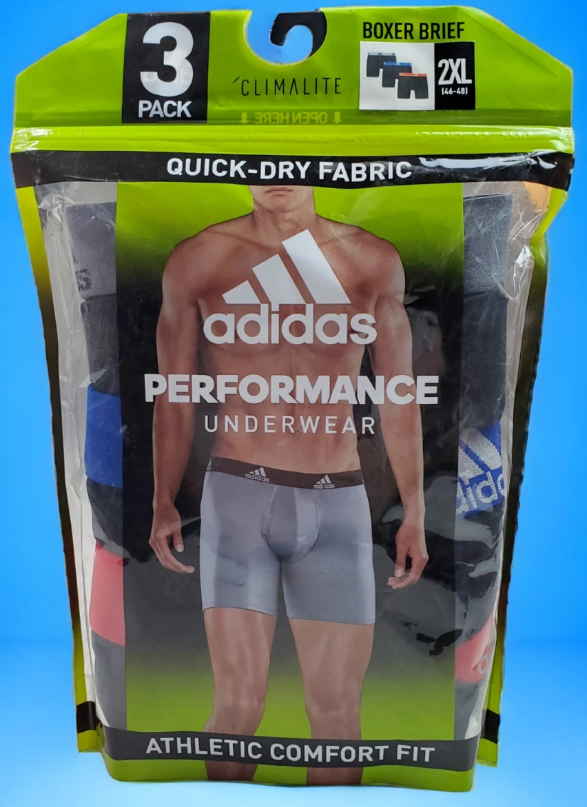 Adidas Climalite Performance Boxer Brief Underwear 3 Pack Black