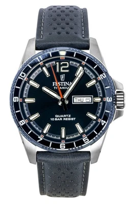 Montre Festina Titanium Bleu Quartz Décontracté 100M Cuir F20699-2 Homme - Photo 1/4