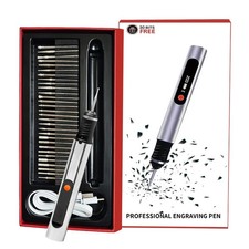 USB Rechargable Engraving Pen with 30x Bits Mini Electric DIY Engraver Cordless