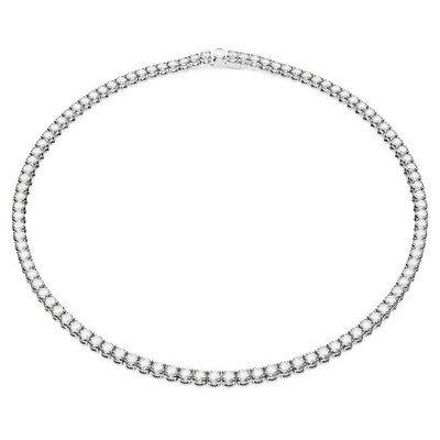 Swarovski Matrix Tennis Necklace Large, Round Cut, White, Rhodium Plated