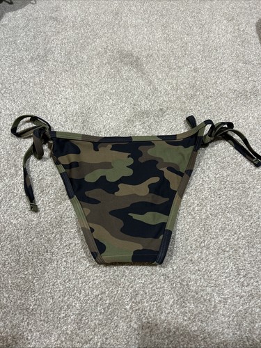 Bikini donna elegante e sexy perizoma imbottito cravatta lati esercito mimetico piccolo nuovo con etichette - Foto 6 di 8