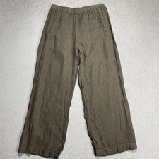 Velvet By Graham Spencer Brown 100% Linen Wide Leg Pants Size Small 30x26