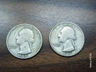 Lot of (2) 1935 Washington Silver Quarters. 90% Silver. Circulated Condition.