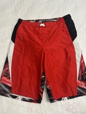 Boys Board Shorts Red/Black/White Abstract Pr...